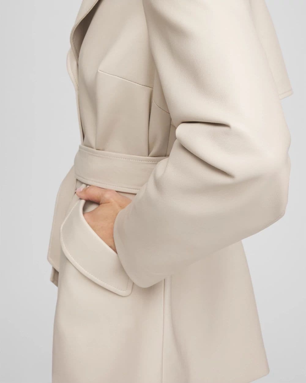 極美品✨ シティショップ FAUX LEATHER COAT 36 キャメル Buttery-Soft Faux Leather Trench Coat | Chico's